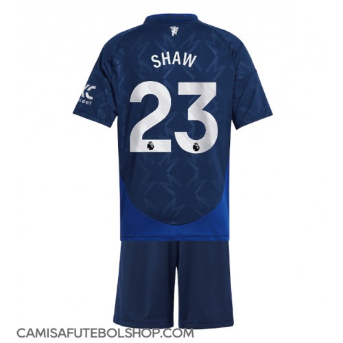 Camisa de time de futebol Manchester United Luke Shaw #23 Replicas 2º Equipamento Infantil 2024-25 Manga Curta (+ Calças curtas)